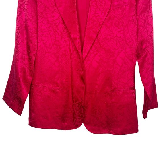 ARGENTI Blazer Jacket Notch Lapel Single Breasted Pure Silk Jacquard Red Size 4 - Picture 4 of 8